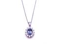 9ct Tanzanite & Diamond Cluster Pendant & Chain