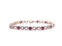 9ct Yellow Gold Ruby & Diamond Bracelet 7 inch