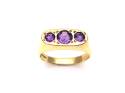 18ct Yellow Gold Amethyst 3 Stone Ring