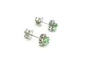 Silver Green Obsidian & CZ Heart Stud Earrings