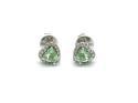 Silver Green Obsidian & CZ Heart Stud Earrings