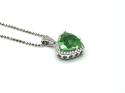 Silver Green Obsidian & CZ Heart Pendant & Chain