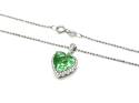 Silver Green Obsidian & CZ Heart Pendant & Chain