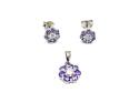 Silver Purple CZ Pendant & Stud Earrings Set