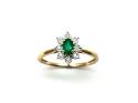 9ct Yellow Gold Emerald & Diamond Cluster Ring