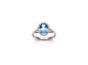 9ct White Gold Blue Topaz & Diamond Cluster Ring