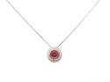 Silver Red CZ Halo Cluster Pendant & Chain