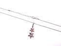 Silver Red CZ Double Flower Pendant & Chain