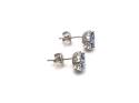 Silver Light Blue CZ Halo Cluster Stud Earrings