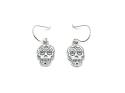 Silver Sugar Skull Drop Earrings