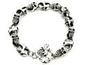 Silver Multi Skulls & Bone T-Bar Bracelet