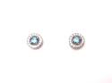 Silver Light Blue CZ Round Cluster Earrings