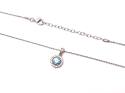 Silver Light Blue CZ Halo Cluster Pendant & Chain