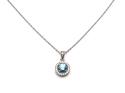 Silver Light Blue CZ Halo Cluster Pendant & Chain