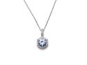 Silver Blue CZ Hexagonal Cluster Pendant & Chain