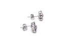 Silver Purple CZ Clover Cluster Stud Earrings