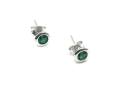 Silver Green CZ Solitaire Stud Earrings