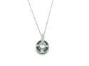 Silver Green CZ Art Deco Style Pendant & Chain