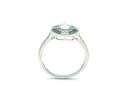 Silver Green CZ Art Deco Style Ring Size P