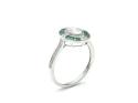 Silver Green CZ Art Deco Style Ring Size P