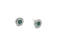 Silver Green CZ Round Cluster Stud Earrings