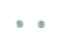 Silver Green CZ Round Cluster Stud Earrings