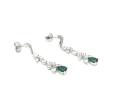 Silver Green & Clear CZ Stone Set Drop Studs