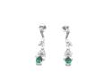 Silver Green & Clear CZ Stone Set Drop Studs