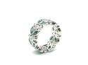 Silver Green & Clear Cz Flower Ring Size Q