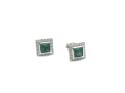 Silver Bezel Set Green & Clear CZ Stone Earrings