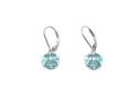 Silver Pale Blue & Clear CZ Lily Drop Earrings