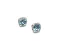 Silver Blue & Clear CZ Square Pillow Studs