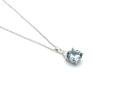 Silver BLue & Clear CZ Pendant & Chain 16-18 Inch