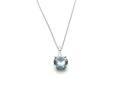 Silver BLue & Clear CZ Pendant & Chain 16-18 Inch