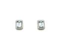 Silver Blue & Clear CZ Oblong Stud Earrings 10mm