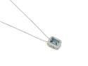 Silver Blue & Clear CZ Oblong Necklet 16-18 Inch