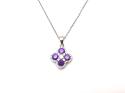 Silver Purple CZ Clover Cluster Pendant & Chain