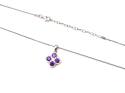 Silver Purple CZ Clover Cluster Pendant & Chain