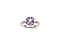 Silver Purple CZ Clover Cluster Ring Size N