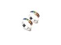 Silver Rainbow CZ Huggie Hoop Earrings