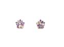 Silver Rainbow CZ Starburst Flower Stud Earrings