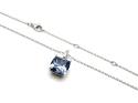 Silver Purple CZ Square Cushion Necklet 16-18 Inch