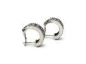 Silver Purple & Clear CZ Hinged Half Hoop Earrings