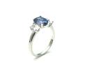 Silver Purple & Clear CZ 3 Stone Ring Size P