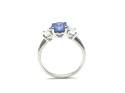 Silver Purple & Clear CZ 3 Stone Ring Size P