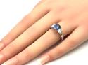 Silver Purple & Clear CZ 3 Stone Ring Size P