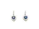 Silver Purple & Clear Heart Drop Earrings 17mm