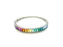 Silver Hinged Multi Baguette CZ Bangle 63mm