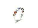 Silver Multi Coloured Bubble Ring Size N