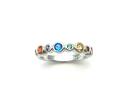 Silver Multi Coloured Bubble Ring Size N